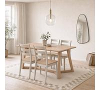 Furnitureboxuk Lulworth Whitewashed Wood Dining Table 4 Light Grey Lynton Chairs In Natural White Natural White
