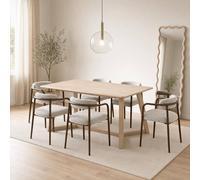 Furniturebox Uk Lulworth Whitewashed Wood Dining Table & 6 Grey Rhea Chairs