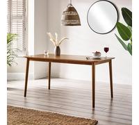 Lynton 6 Seat Dark Large Walnut Stain Wooden Dining Table - Retro Nods - Solid Rubberwood Dinner Table FurnitureboxUK Walnut One Size