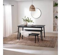 FurnitureboxUK Lynton Large Black Wooden Dining Table & 2 Benches FurnitureboxUK Black