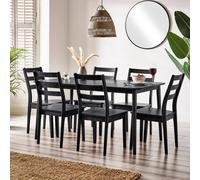 Furnitureboxuk Lynton Large Black Wooden Dining Table & 6 Black Dining Chairs Black One Size