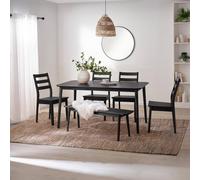 Furniturebox Uk Lynton Large Black Wooden Dining Table With 4 Chairs & Bench
