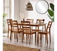 Furnitureboxuk Lynton Large Walnut Colour Wooden Dining Table & 6 Dining Chairs Walnut One Size