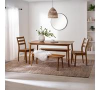 FurnitureboxUK Lynton Large Walnut Effect Wooden Dining Table with 2 Benches & 2 Chairs FurnitureboxUK Walnut