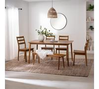 FurnitureboxUK Lynton Large Walnut Effect Wooden Dining Table with 4 Chairs & Bench FurnitureboxUK Walnut