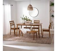 Furnitureboxuk Lynton Large Walnut Effect Wooden Dining Table With 4 Chairs & Bench Walnut One Size