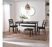 FurnitureboxUK Lynton Large Black Wooden Dining Table with 2 Benches & 2 Chairs FurnitureboxUK Black