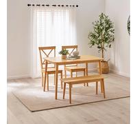 Furnitureboxuk Lynton Small Oak Effect Wooden Dining Table With 2 Millford Chairs & Bench In Light Oak Light Oak One Size
