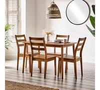 FurnitureboxUK Lynton Small Walnut Colour Wooden Dining Table & 4 Dining Chairs FurnitureboxUK Walnut