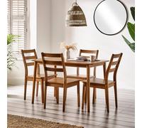 Furnitureboxuk Lynton Small Walnut Colour Wooden Dining Table & 4 Dining Chairs Walnut