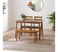FurnitureboxUK Lynton Small Walnut Effect Wooden Dining Table with 2 Chairs & Bench FurnitureboxUK Walnut