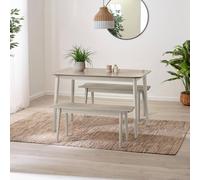 Furnitureboxuk Lynton Small Wooden Dining Table & 2 Benches In Light Grey Light Grey