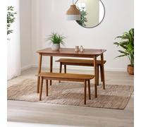 Furnitureboxuk Lynton Small Wooden Dining Table & 2 Benches In Walnut Walnut
