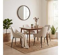 Furniturebox Lynton Walnut Effect Wood Dining Table With 4 Cream Beaumont Chairs