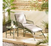 Furnitureboxuk Lyon Metal Outdoor Chair & Footstool + Side Table In Green Green