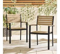 FurnitureboxUK Malva 2 x Solid Wood Outdoor Dining Chairs in Black FurnitureboxUK Black