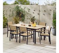 Furniturebox Malva Wooden Garden Dining Table & Chairs, Teak Extending 6 - 8 Seat Garden Dining Set, Patio Outdoor Table & Chairs