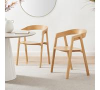 Furnitureboxuk Masa 2X Solid Oak And Veneer Wooden Dining Chairs In Light Oak Light Oak One Size