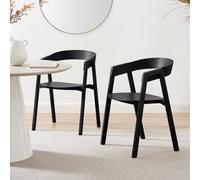 FurnitureboxUK Masa 2x Solid Oak Black Wooden Dining Chairs FurnitureboxUK Black