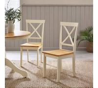 FurnitureboxUK Millford x2 Solid Wood Crossback Dining Chairs in Cream FurnitureboxUK Cream