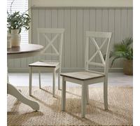FurnitureboxUK Millford x2 Solid Wood Crossback Dining Chairs in Light Grey FurnitureboxUK Light Grey