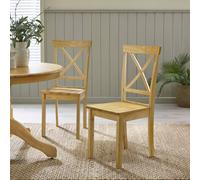 Furnitureboxuk Millford X2 Solid Wood Crossback Dining Chairs In Light Oak Light Oak One Size
