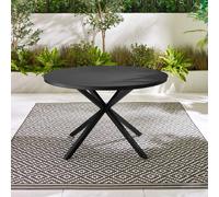 FurnitureboxUK Nanterre Metal & Glass Round Outdoor Dining Table in Black FurnitureboxUK Black