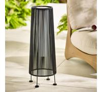 Furnitureboxuk Naples Black Rattan Large Solar Outdoor Lantern Black