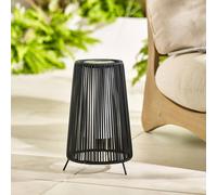 Furnitureboxuk Naples Black Rattan Solar Outdoor Lantern Black