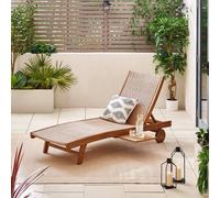Furniturebox Uk Nata Sun Lounger Sofa - Solid Wood Brown Rattan And Black Metal - Adjustable Back - For Gardens, Patios & Decks