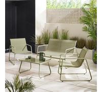 Furniturebox Naxos Garden Coffee Sofa Set - Green 4 Seater Garden Coffee Set, Patio Table & Chairs Set, 2 Outdoor Chairs & Sofa