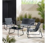 Furniturebox Naxos Garden Coffee Sofa Set - Grey 4 Seater Garden Coffee Set, Patio Table & Chairs Set, 2 Outdoor Chairs & Sofa