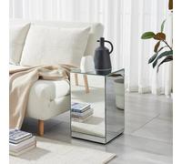 Furnitureboxuk Noor Mirrored Glass Side Table And Bedside Table In Silver Silver One Size