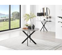 FurnitureboxUK Novara 100cm Round 4-Seater Dining Table With Black Metal Legs in Grey FurnitureboxUK Grey