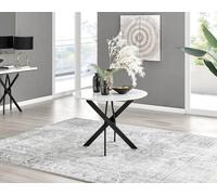 Novara 100cm Round 4-Seater Dining Table With Black Metal Legs FurnitureboxUK White One Size