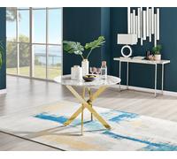 FurnitureboxUK Novara 100cm Round 4-Seater Dining Table With Gold Chrome Legs in Off-White FurnitureboxUK Off-White