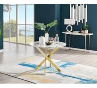 Furnitureboxuk Novara 100Cm Round 4-Seater Dining Table With Gold Chrome Legs In Off White Off White One Size