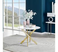 FurnitureboxUK Novara 100cm Round 4-Seater Dining Table With Gold Chrome Legs in White FurnitureboxUK White
