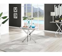 FurnitureboxUK Novara 100cm Round 4-Seater Dining Table With Silver Chrome Legs in Grey FurnitureboxUK Grey