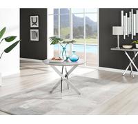 FurnitureboxUK Novara 100cm Round 4-Seater Dining Table With Silver Chrome Legs in Grey FurnitureboxUK Grey