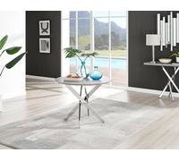 Novara 100cm Round 4-Seater Dining Table With Silver Chrome Legs FurnitureboxUK Grey One Size
