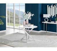Furnitureboxuk Novara 100Cm Round 4-Seater Dining Table With Silver Chrome Legs In White White One Size