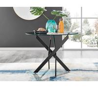 Novara Round Black Glass Modern Kitchen Dining Table - Black