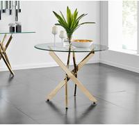 Novara 100cm Round 4-Seater Glass & Metal Starburst Dining Table FurnitureboxUK Gold One Size