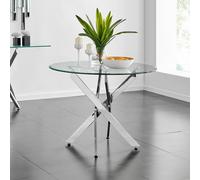 Furnitureboxuk Novara 100Cm Round 4-Seater Glass & Metal Starburst Dining Table In Silver Silver