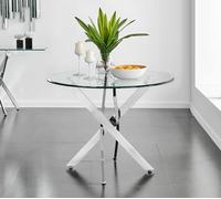 Furnitureboxuk Novara 100Cm Round 4-Seater Glass & Metal Starburst Dining Table In Silver Silver One Size
