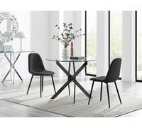 FurnitureboxUK Novara 100cm Round Black Leg Dining Table & 2 Corona Black Leg Chairs FurnitureboxUK Black