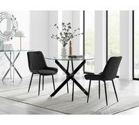 FurnitureboxUK Novara 100cm Round Black Leg Dining Table & 2 Pesaro Black Leg Chairs FurnitureboxUK Black