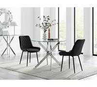 FurnitureboxUK Novara 100cm Round Dining Table & 2 Pesaro Black Leg Chairs FurnitureboxUK Black