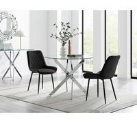 FurnitureboxUK Novara 100cm Round Dining Table & 2 Pesaro Black Leg Chairs FurnitureboxUK Black